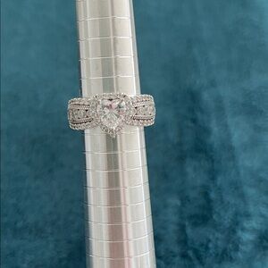 Diamonique Sparkling Silver CZ Heart Ring